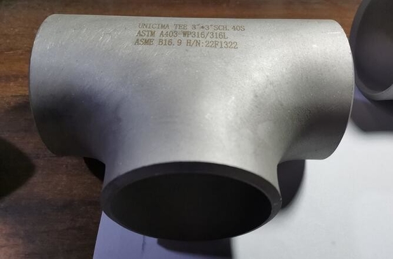 Bezszwowy prosty trójnik do spawania doczołowego 3”* 3” SCH-40S ASTM A403-WP316/316L ASME B16.9